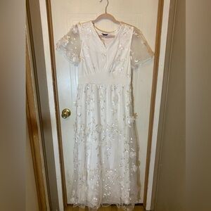Romantic Simple White Floral Dress Bridal (Whimsical)